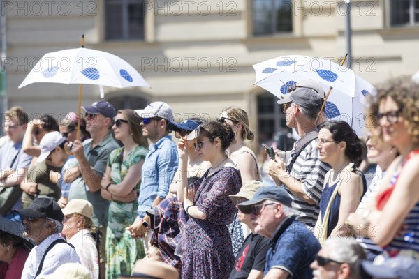 Visitors at the Staatsoper für alle, a free open-air concert with conductor Christian Thielemann and the Staatskapelle Berlin on Berlin's Bebelplatz, Berlin, 22 June 2025