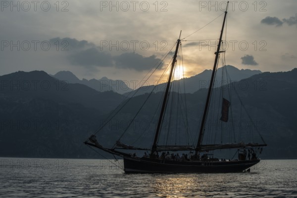 Sunset on Lake Garda, Malcesine, Italy, Europe