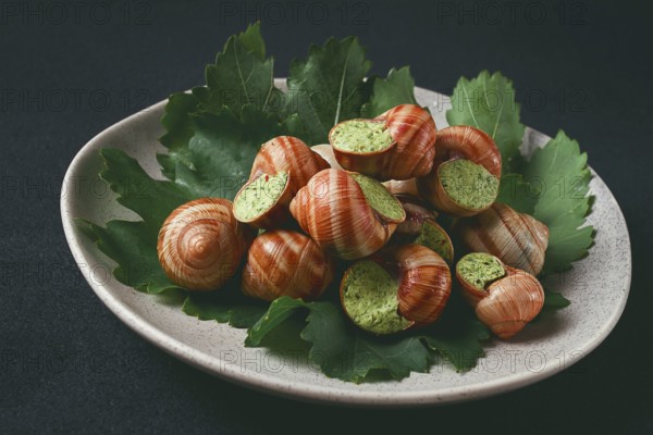 Grape snails, stuffed in burgundy, french cuisine