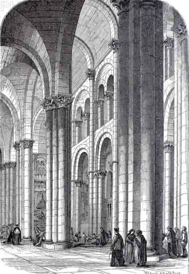 Interior of the Cathedral of Santiago de Compostella, Spain, Historical, digitally enhanced reproduction of a model from around 1860, Europe