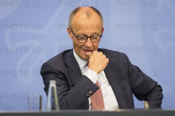 Federal Chancellor Merz (CDU, Federal Chancellor) during a press conference after the consultation between Federal Chancellor Friedrich Merz and the heads of government of the federal states in the Federal Chancellery, Berlin, 18 June 2025