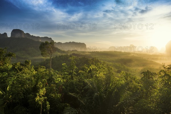 Panorama, Din Daeng Doi, sunrise, Krabi, Thailand, Asia