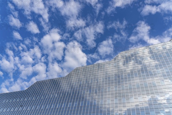 Reflecting facade of the Rabobank building at the central station, Utrecht Centraal, Netherlands