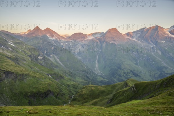 Sunrise in the Mountains at Hochalpenstraße, view from Fuscher Törl, Pinzgau, Salzburg, Austria, Europe
