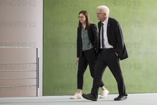 Winfried Kretschmann (Alliance 90/The Greens, Minister President of Baden-Württemberg) after the consultation between Federal Chancellor Friedrich Merz and the heads of government of the federal states in the International Conference Hall of the Federal Chancellery, Berlin, 18 June 2025