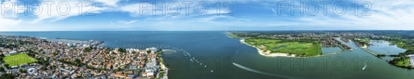 Panorama of Arcachon and La Teste-de-Buch from a drone, Gironde, France, Europe