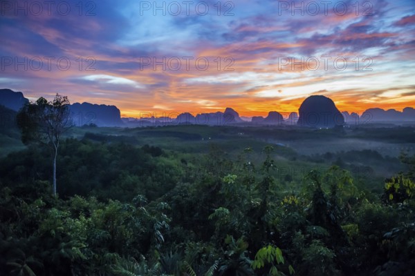 Panorama, Din Daeng Doi, sunrise, Krabi, Thailand, Asia
