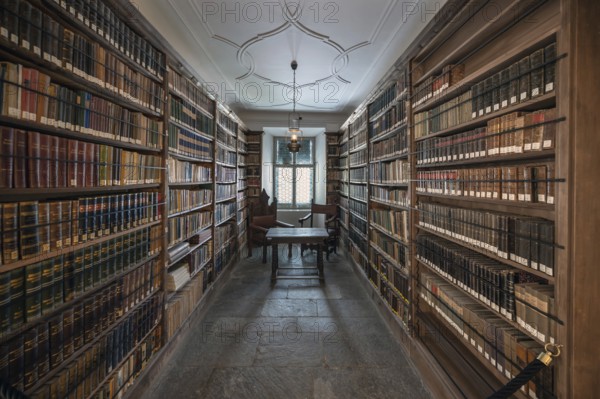 Abbey library, built between 1770 and 1775 in the Neustift St Margarethen, Vahrn, district of Bozen, South Tyrol, Italy, Europe
