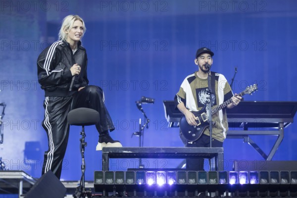 Emily Armstrong (singer) and Mike Shinoda (singer and bassist) from Linkin Park live on From Zero World Tour 2025 at the Olympiastadion Berlin on 18 June 2025