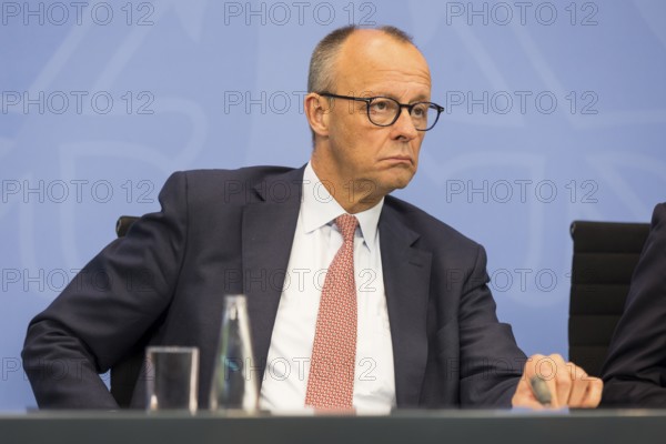Federal Chancellor Merz (CDU, Federal Chancellor) during a press conference after the consultation between Federal Chancellor Friedrich Merz and the heads of government of the federal states in the Federal Chancellery, Berlin, 18 June 2025
