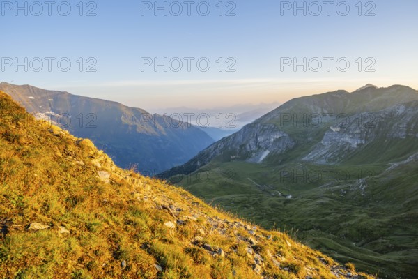 Sunrise in the Mountains at Hochalpenstraße, view from Fuscher Törl, Pinzgau, Salzburg, Austria, Europe