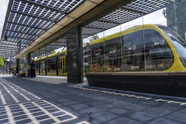 New bus and tram stops at Science Park Utrecht, Utrecht University, the stops have been redesigned, have LED lighting, video surveillance and a transparent solar roof, Netherlands