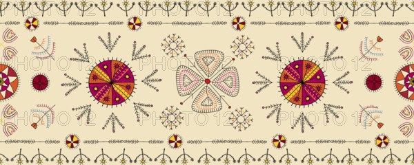 Vector seamless pattern with traditional Mulgi Estonian embroidery symbols