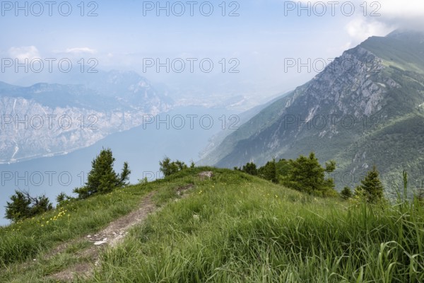 View of Lake Garda from Monte Baldo, Veneto, Italy, Europe