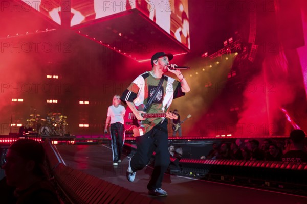 Emily Armstrong (singer) and Mike Shinoda (singer and bassist) from Linkin Park live on From Zero World Tour 2025 at the Olympiastadion Berlin on 18 June 2025