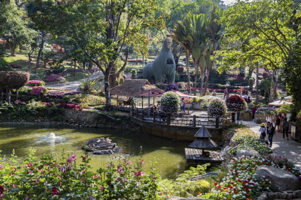Llama tree at Mae Fah Luang Gardens within the Doi Tung tourist attraction in Chiang Rai, Thailand, Asia