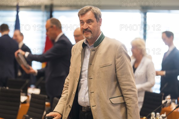 Markus Söder (CSU Chairman and Minister-President of Bavaria) in front of the consultation between Federal Chancellor Friedrich Merz and the heads of government of the federal states in the International Conference Hall of the Federal Chancellery, Berlin, 18 June 2025