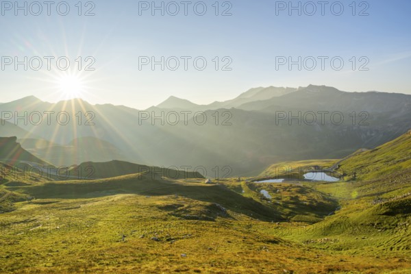 Sunrise in the Mountains at Hochalpenstraße, view from Fuscher Törl, Pinzgau, Salzburg, Austria, Europe