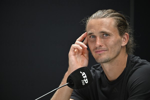 Press conference, PK, portrait, Alexander Zverev GER, smiles, tennis, ATP 250, BOSS Open 2025, Stuttgart, Baden-Württemberg, Germany, Europe