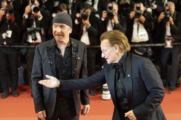 Cannes, France - 16.5.2024: The Edge and Bono of the 78th Cannes International Film Festival on the red carpet. The 78th Cannes International Film Festival will take place from 13 to 24 May 2025