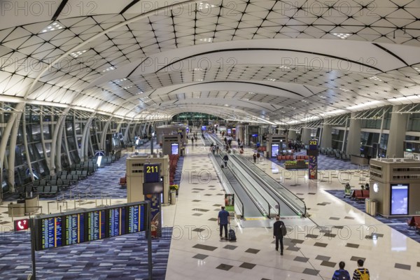 People mover inside of the Hong Kong International Airport in Hong Kong, China, Asia