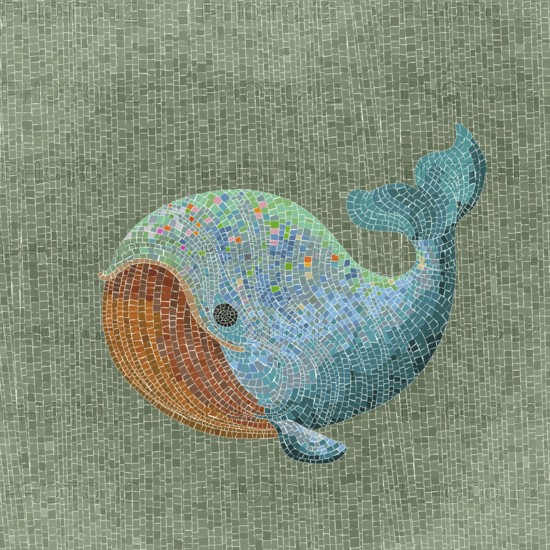 Cute little whale vector mosaic background