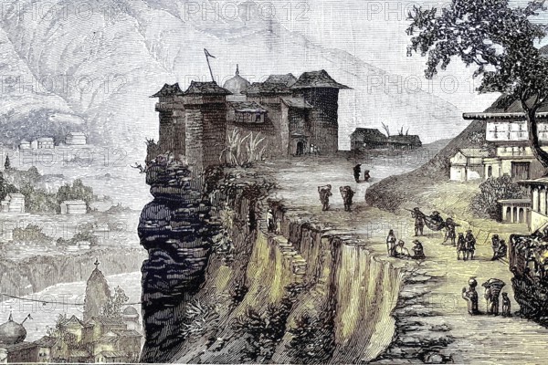 The village of Rampur, the city of Rama, Himalaya, India, Illustration from 1894, Reproduction, digitally enhanced, Historical, Asia