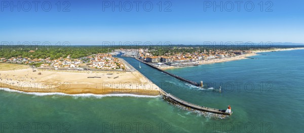 Panorama of Capbreton from a drone, Landes, Nouvelle-Aquitaine, France, Europe