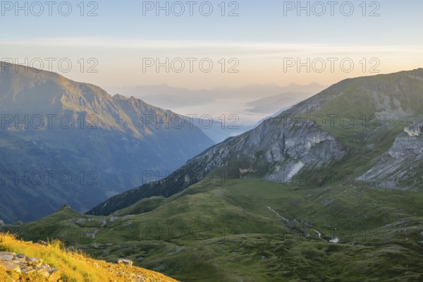 Sunrise in the Mountains at Hochalpenstraße, view from Fuscher Törl, Pinzgau, Salzburg, Austria, Europe