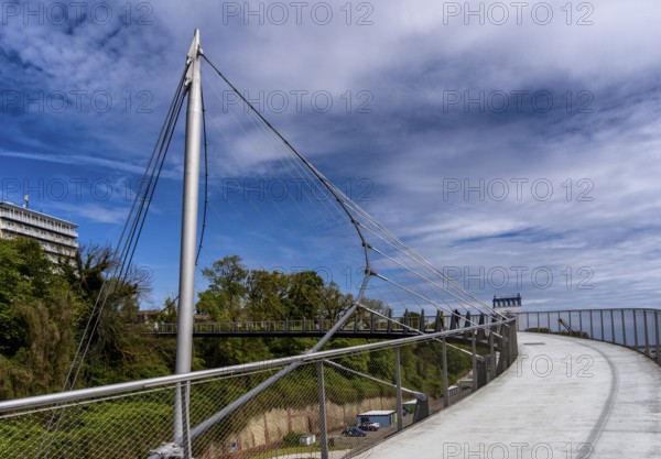 Balcony facing the sea, bridge from the Sassnitz circular path at the harbour, Sassnitz, Rügen, Mecklenburg-Vorpommern, Germany, Europe