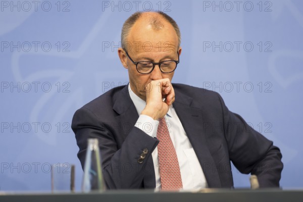 Federal Chancellor Merz (CDU, Federal Chancellor) during a press conference after the consultation between Federal Chancellor Friedrich Merz and the heads of government of the federal states in the Federal Chancellery, Berlin, 18 June 2025