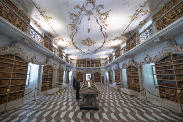 Abbey library, built between 1770 and 1775 in the Neustift St Margarethen, Vahrn, district of Bozen, South Tyrol, Italy, Europe