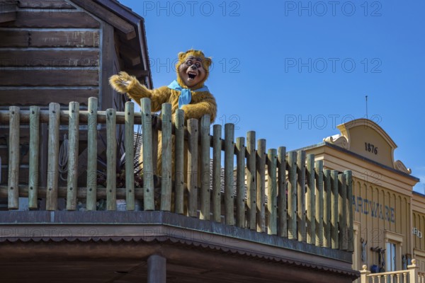Character from the Country Bear Jamboree attraction welcome guests in the Frontierland area of Magic Kingdom at Walt Disney World, Orlando, Florida