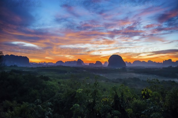Panorama, Din Daeng Doi, sunrise, Krabi, Thailand, Asia