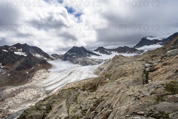 High mountain landscape with glacier tongue of the Übeltalferner, Stubai Alps, South Tyrol, Italy, Europe