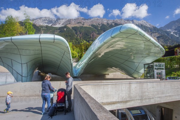 Mountain station of the Hungerburg cable car designed by architect Zaha Hadid, Innsbruck, Inntal, Tyrolean Alps, Tyrol, Austria, Europe