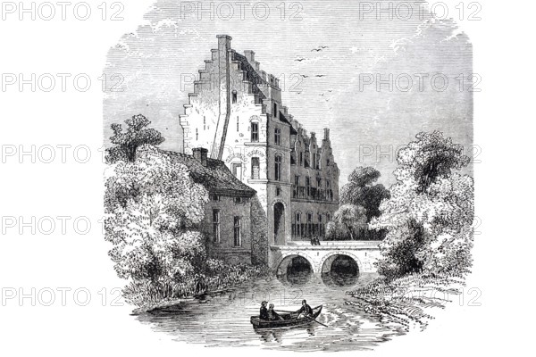 Rubens Castle, also known as Het Steen or Rubens Castle, is a castle in Elewijt, Flemish Brabant in Belgium. It was owned by the painter Peter Paul Rubens between 1635 and Rubens' death in 1640, Historical, digitally enhanced reproduction from a model from around 1860