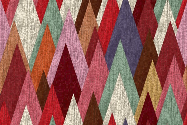 Stylized autumn forest, semaless vector mosaic style pattern