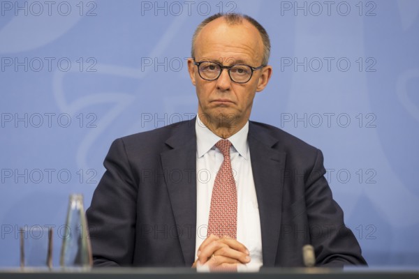 Federal Chancellor Merz (CDU, Federal Chancellor) during a press conference after the consultation between Federal Chancellor Friedrich Merz and the heads of government of the federal states in the Federal Chancellery, Berlin, 18 June 2025