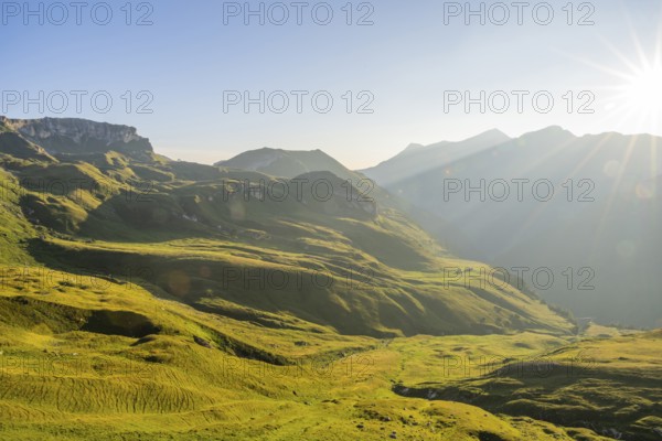Sunrise in the Mountains at Hochalpenstraße, view from Fuscher Lacke, Pinzgau, Salzburg, Austria, Europe