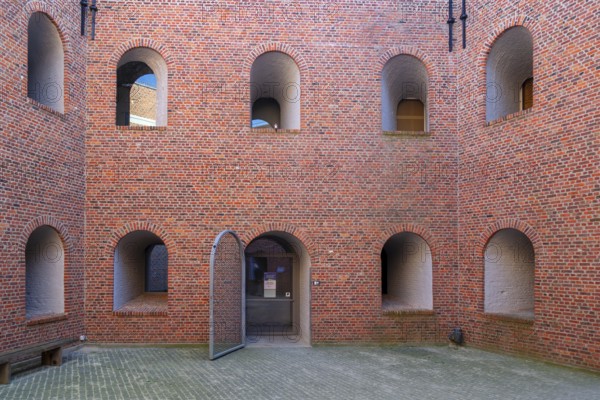 Pentagonal inner court at Fort Napoleon, polygonal fort of the Napoleonic era in the dunes at Ostend, Oostende, West Flanders, Belgium, Europe