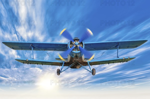picture of a biplane in the sky