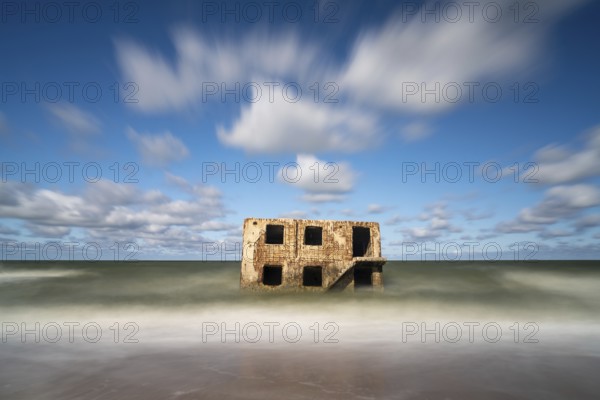 Liepaja, Lithuania - 21 August, 2021: ruins of Karosta Fort military defenses in the Baltic Sea on the coast of Latvia