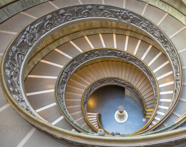 ROME, ITALY - CIRCA SEPTEMBER 2020: the famous spiral staircase with double helix. Vatican Museum, made by Giuseppe Momo in 1932