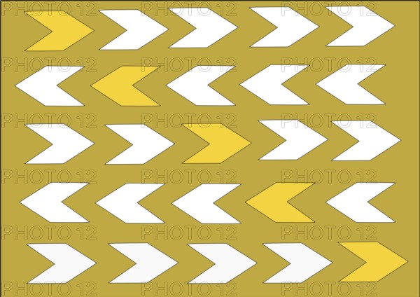 Background pattern arrows two-coloured in white and yellow, background ochre, illustration