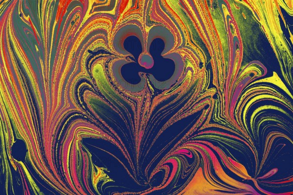 Abstract marbling floral pattern for fabric, tile design. background texture