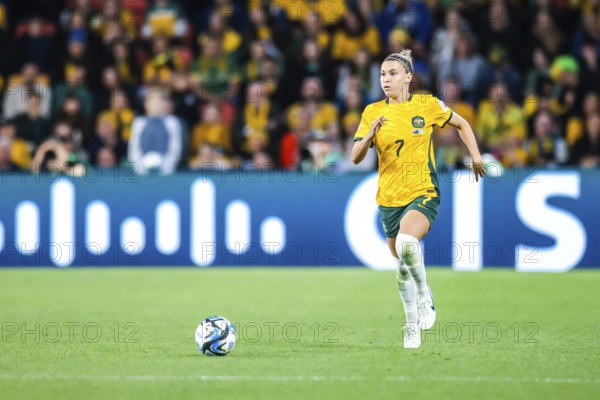 BRISBANE, AUSTRALIA, JULY 27: Steph CATLEY of Australia as Australia plays Nigeria at the FIFA Women's World Cup Australia New Zealand 2023 at Brisbane Stadium on July 27, 2023