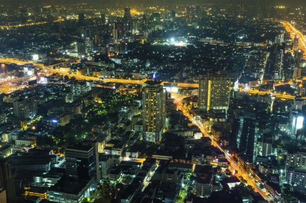 Bangkok top night view cityscape in the business disctrict