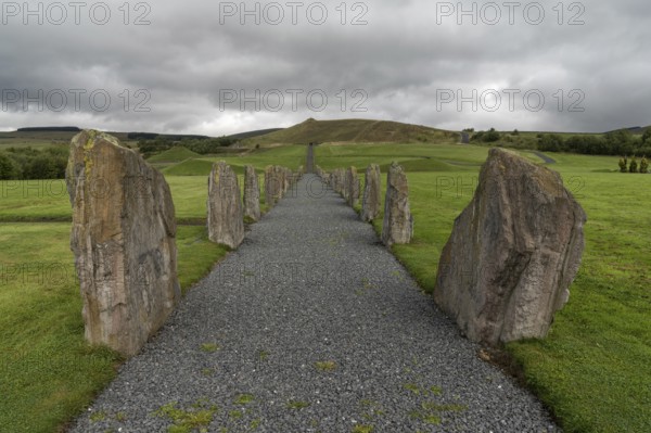 The standing stones and gravel footpath in the North-South Line of the Crawick Multiverse in Dumfries and Galloway