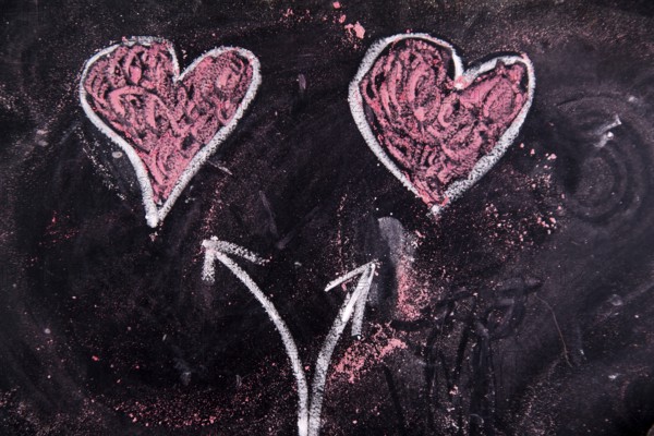 Representation with chalk on the blackboard of calculations rappresentani love